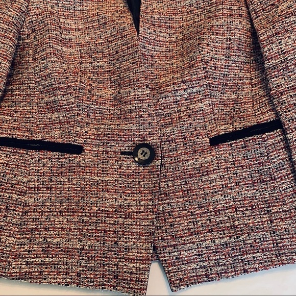 Jones studio separate Tweed preppy professional career Blazer red jacket - Picture 2 of 6